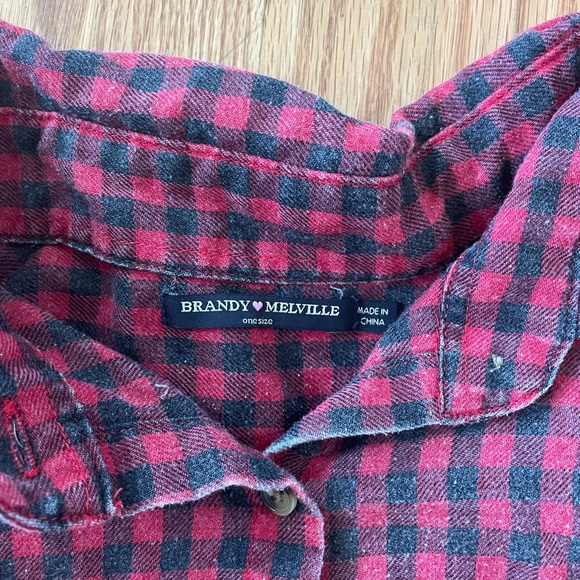 Red Brandy Melville flannel, labeled as OS, best fits XS-M - Picture 3 of 3